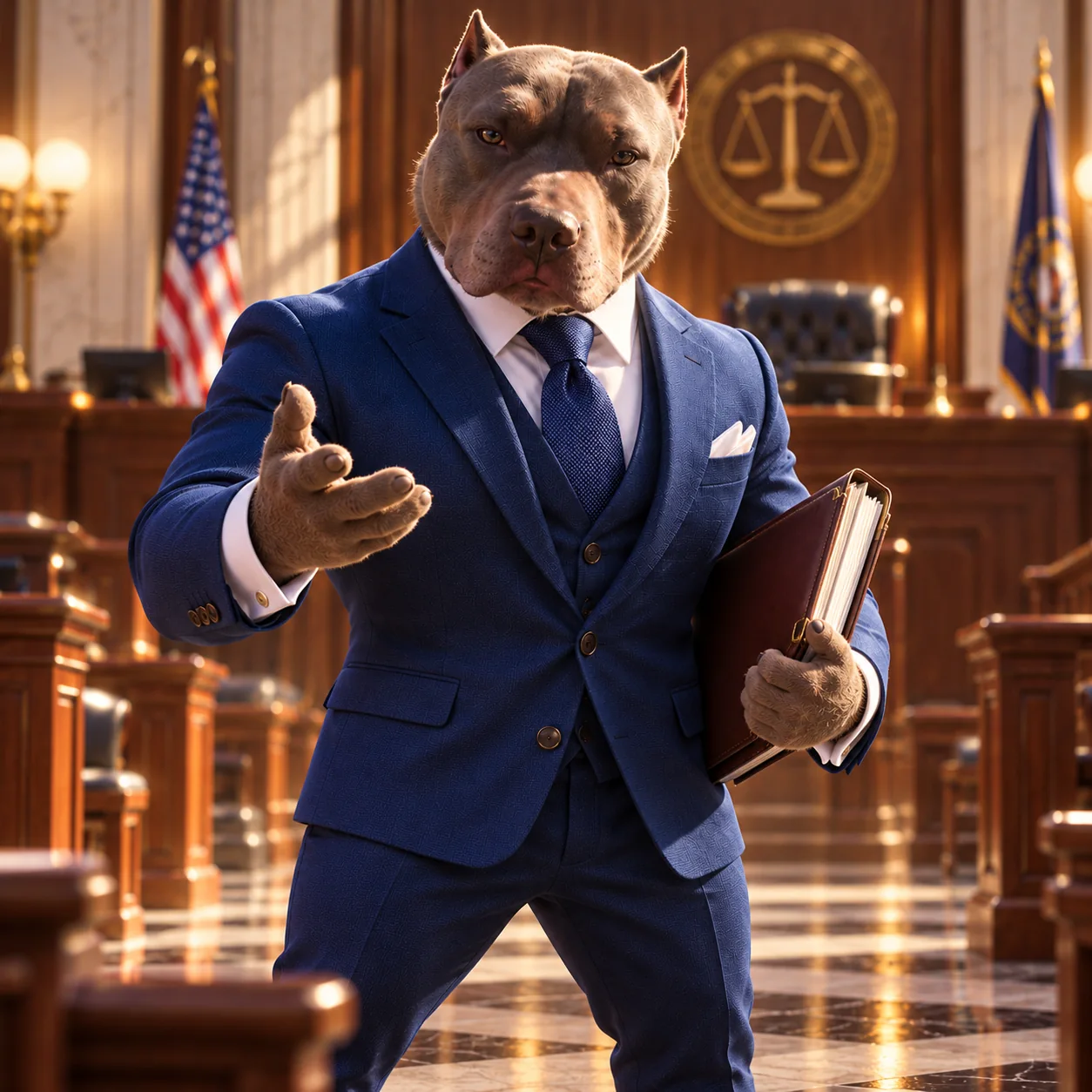 Lawyer Dog arguing his case