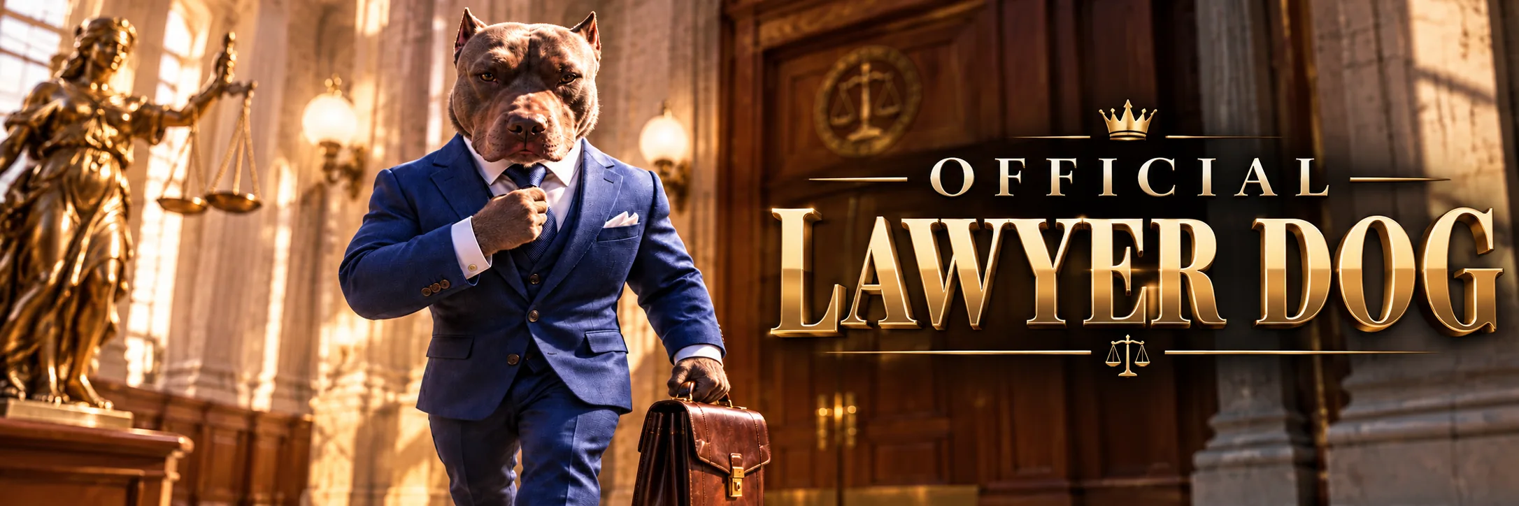 Lawyer Dog in a luxurious courthouse